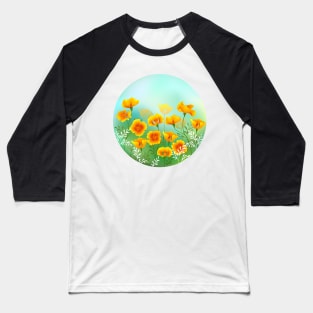 Round Picture with California Poppy Baseball T-Shirt